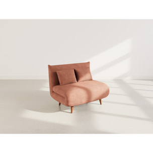 Lumi - Banquette convertible clic-clac 1 place en velours côtelé - Terracotta