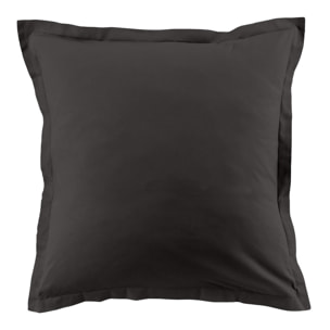Lot de 2 taies d'oreiller 100% coton 57fils gris foncé