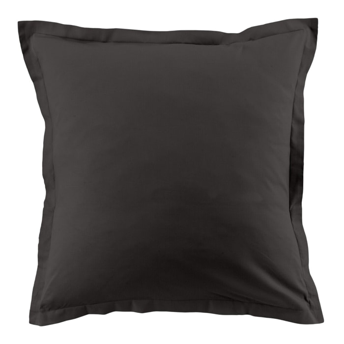 Lot de 2 taies d'oreiller 100% coton 57fils gris foncé