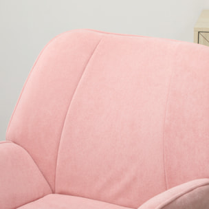 Butaca de Salón Moderna Sillón Lectura con Asiento Ancho y Acolchado Tapizado en Terciopelo Patas de Metal Sillón para Salón Sala de Estar Dormitorio Rosa