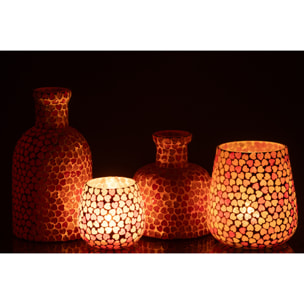 J-Line vase Coeur Mosaïque - verre - rose - large - Ø 10.5 cm