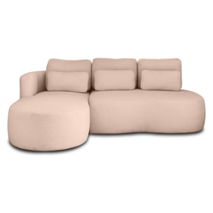 Mahina - canapé d'angle gauche - 4 places - convertible avec coffre - en tissu bouclette - Rose