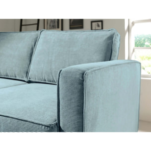 Jake - canapé d'angle gauche - convertible avec coffre - 4 places - en velours côtelé - Bleu