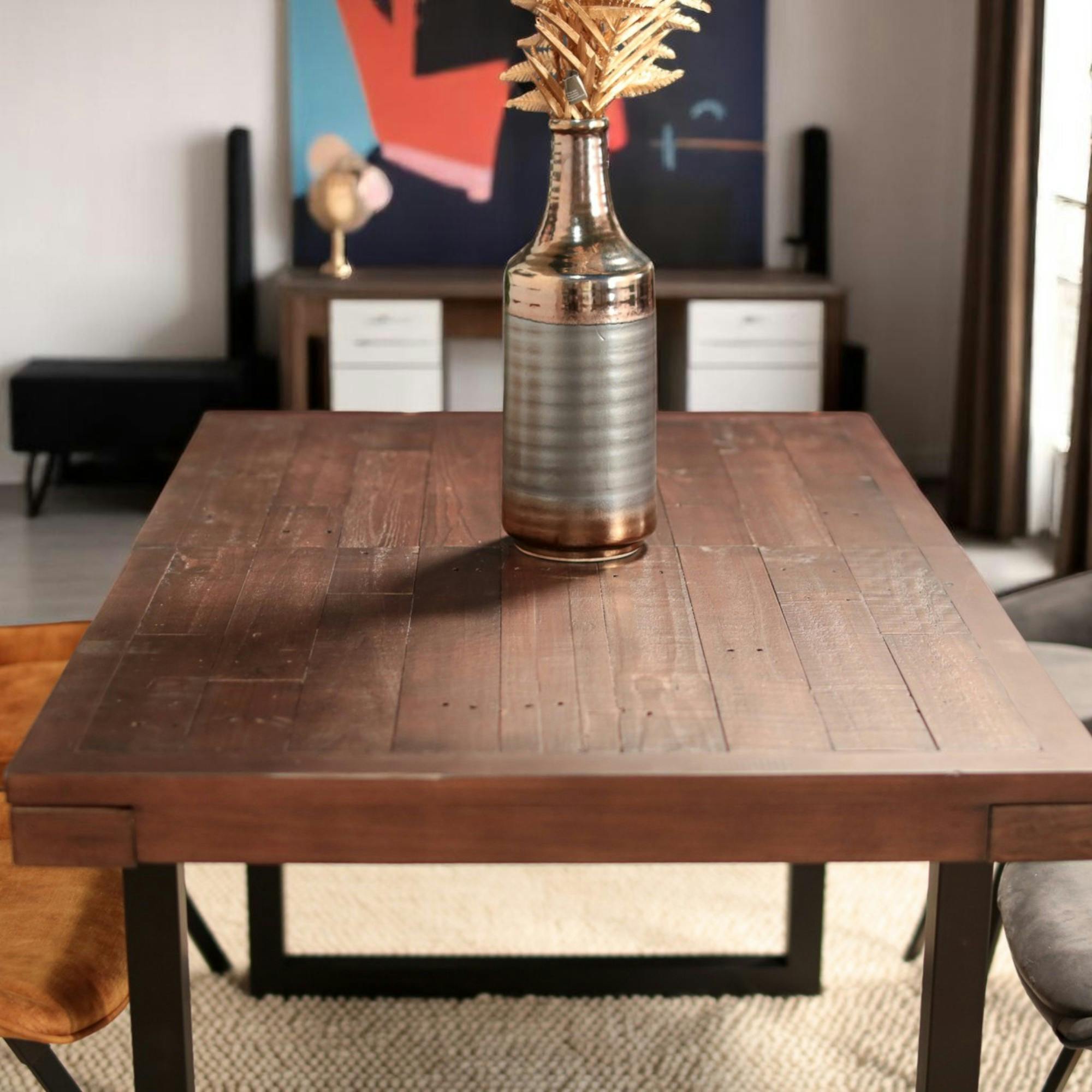 Table à manger extensible bois brun recyclé 140-180 SAMOA