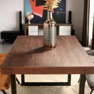 Table à manger extensible bois brun recyclé 140-180 SAMOA