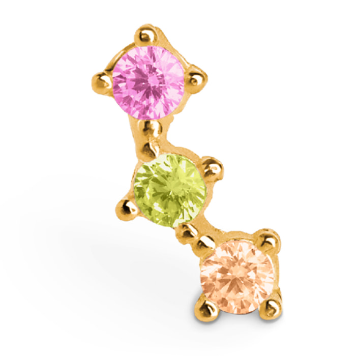 Orecchino Triple Spark Color Argento Placcato Oro