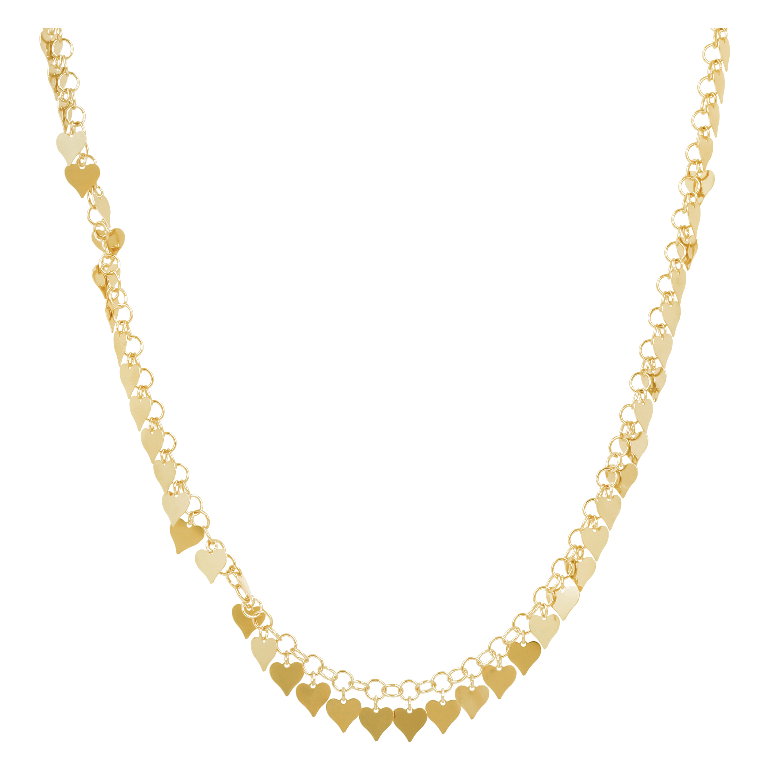 Collana Girocollo in Argento 925 placcato Oro Giallo 18Kt con Catena Rolo e Ciondoli Cuore