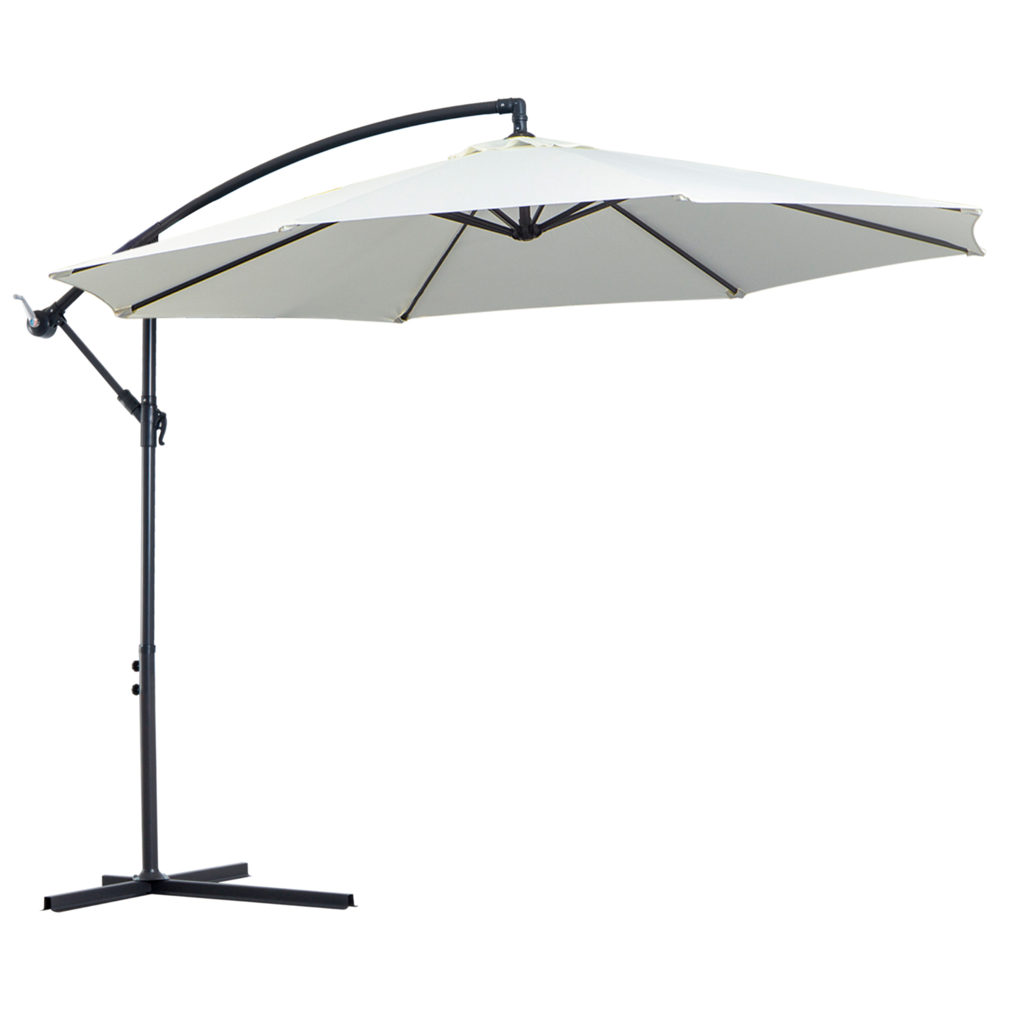 Sombrilla de Jardín Ø300x250 cm Parasol Excá©ntrico Inclinable con Manivela Crema