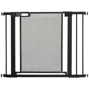 Barrera de Seguridad para Perros Extensible 75-103 cm Barrera para Escalera Puerta con 2 Extensiones Doble Bloqueo Cierre Automático Negro