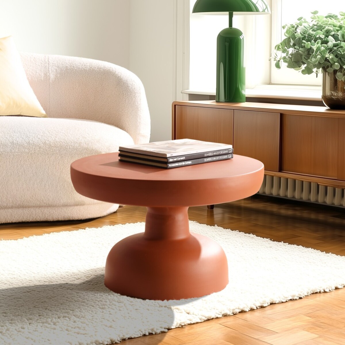 HORTENSE - Table basse ronde 60cm en fer couleur marron mat