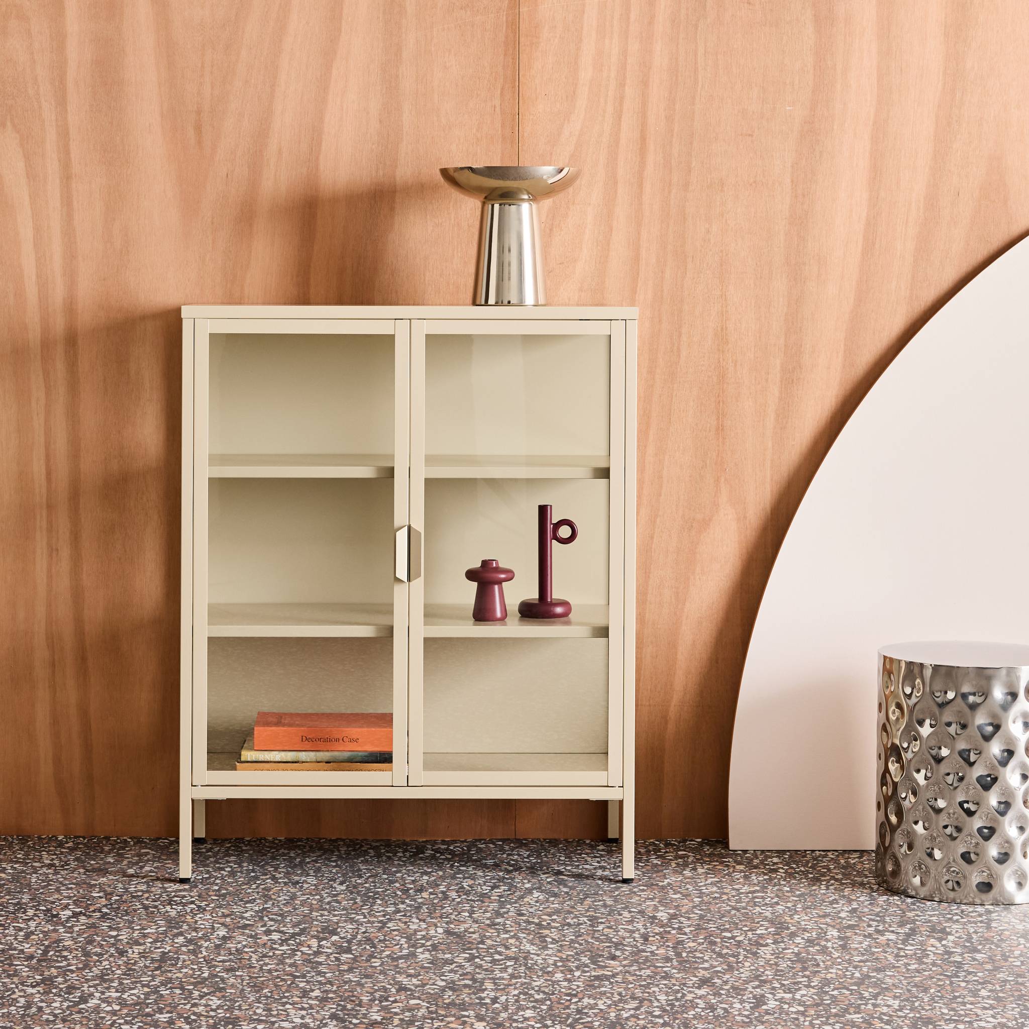 Armoire vitrine acier et verre trempé 2 portes 80cm ARKANSAS