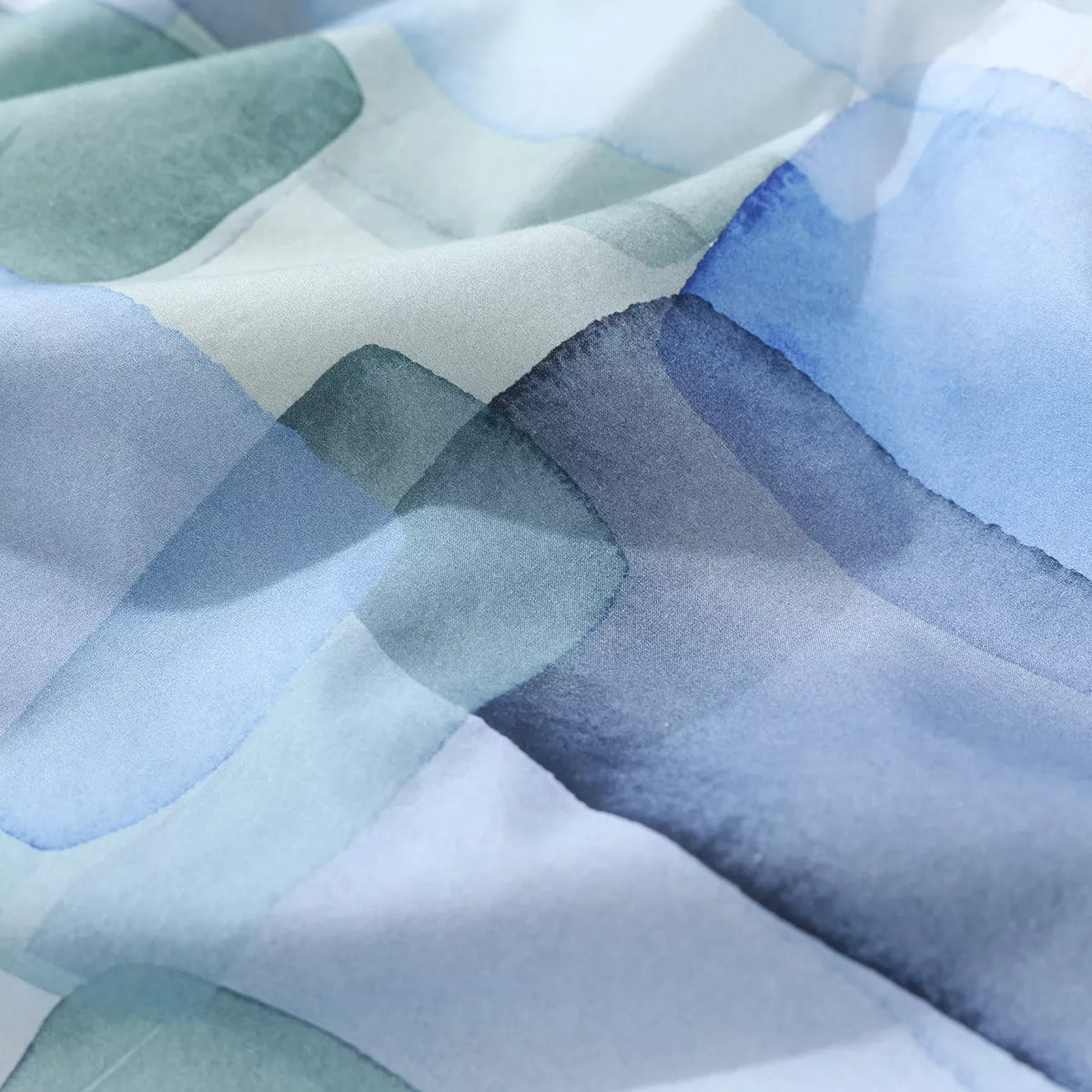 Lot h.couette +taies percale de coton 115 g/m² imprimé bleu vert Ondine mineral