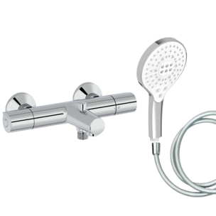 Mitigeur baignoire Simone + pommeau de douche Metro signature + flexible de douche lisse