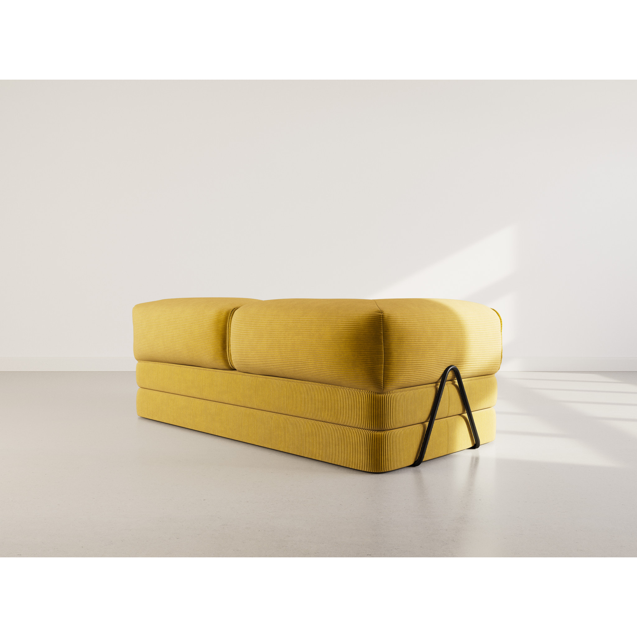 Poppy - canapé 3 places convertible en velours côtelé - Jaune
