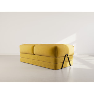 Poppy - canapé 3 places convertible en velours côtelé - Jaune