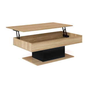 Table basse Tania avec plateau relevable - Bois - Noir