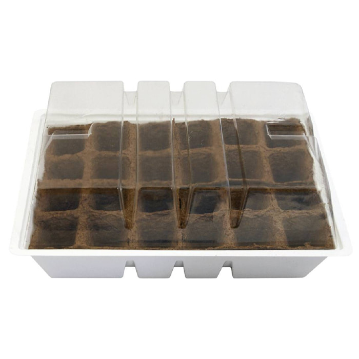 PLAMETA HUERTO | Kit Semillero con Tapa 4 Bandejas – Kit Semillero para Germinación y Cultivo, Bandejas de Turba Biodegradables, Ideal para Huertos Urbanos y Jardinería