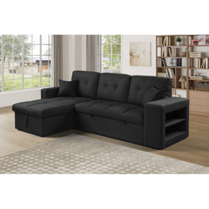 Canapé d'angle convertible/réversible tissu style bubble "Axel" - 3 places - Noir