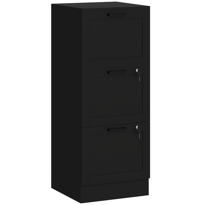 Caisson bureau 2+1 tiroir verrouillable dossiers suspendus dim. 40x40x101cm MDF noir
