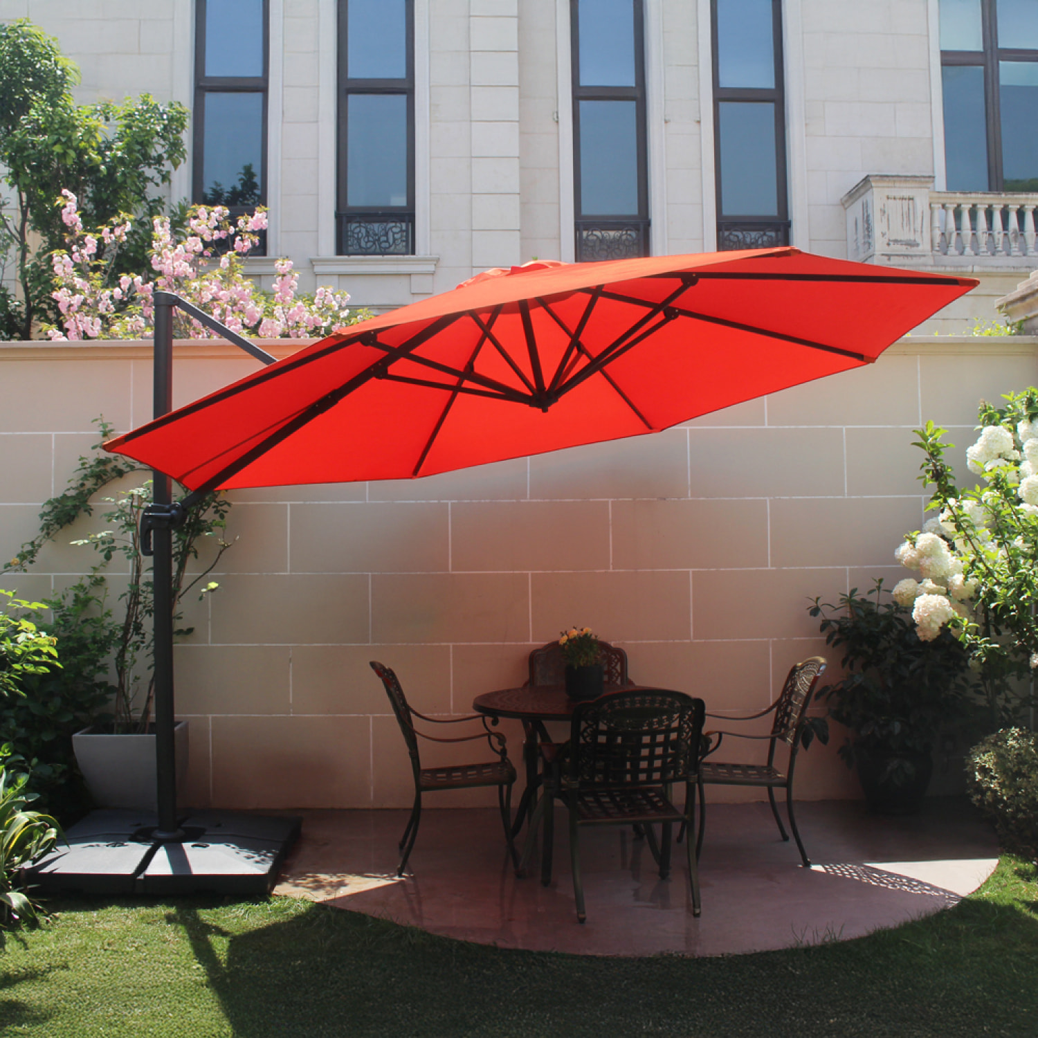 Parasol déporté et rotatif Ø 3,5 m terracotta TARGA