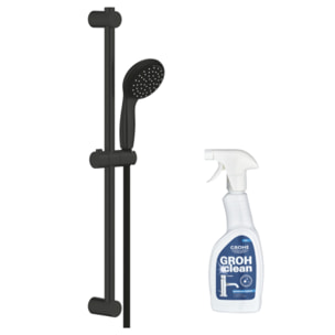 Pommeau de douche GROHE Vitalio Start 2 jets avec barre noir mat + nettoyant GrohClean
