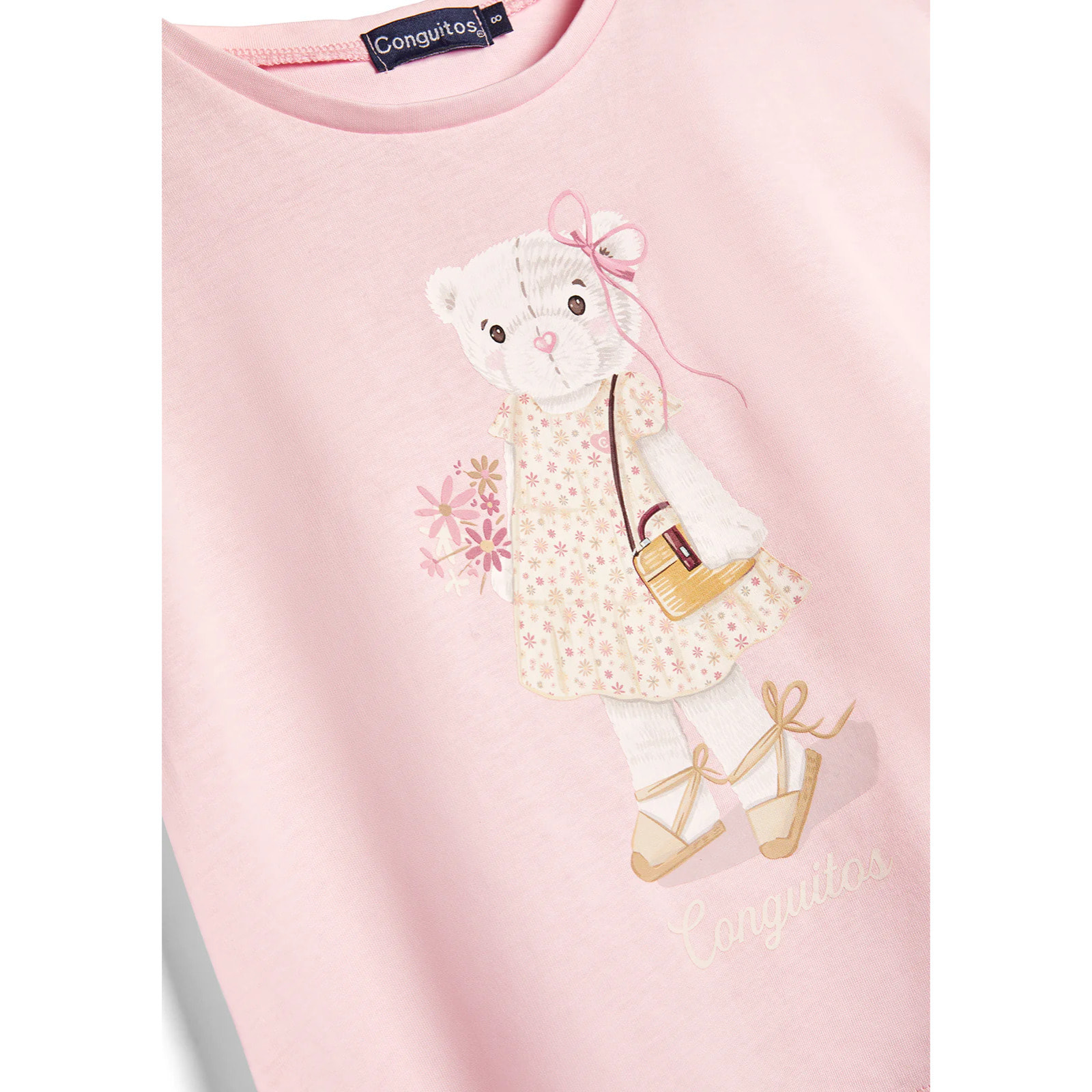 Camiseta de Niña Estampado Osito Rosa