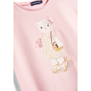 Camiseta de Niña Estampado Osito Rosa
