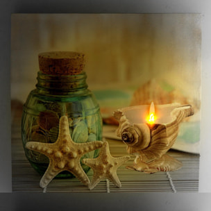 Quadro "mare" con led conchiglie cm40x2,3x40