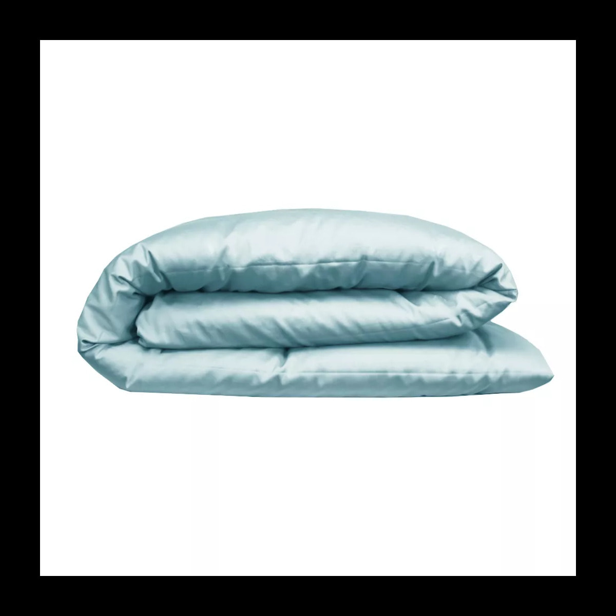 Housse de couette satin de coton uni bleu Ava uni mint