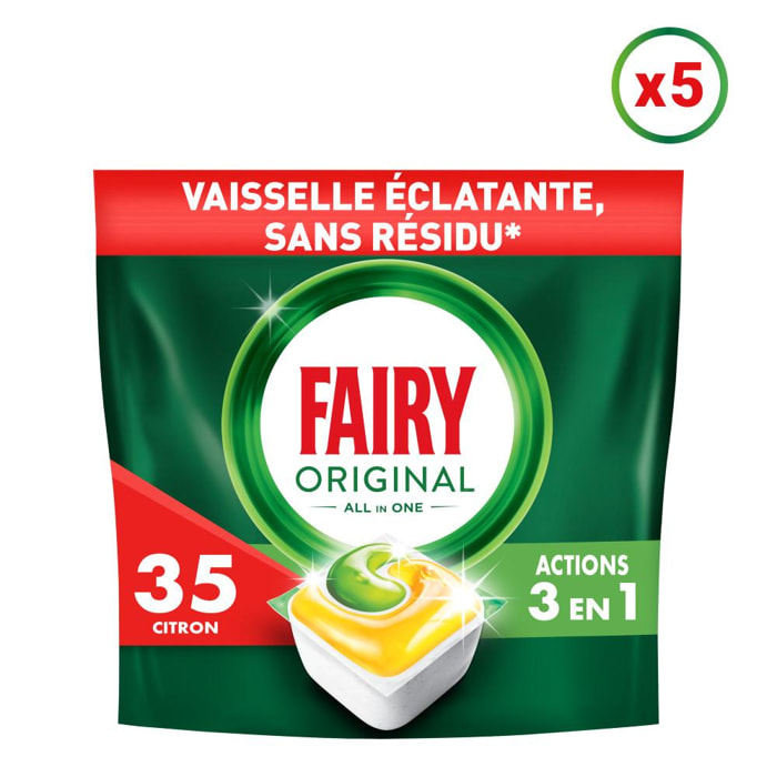 5x35 Capsules Tout-en-1 Citron - Tablettes lave-vaisselle Fairy