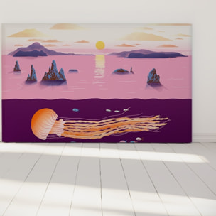 Tête de lit Jellyfish and sunset | Coloris Rose pâle | Largeur au choix