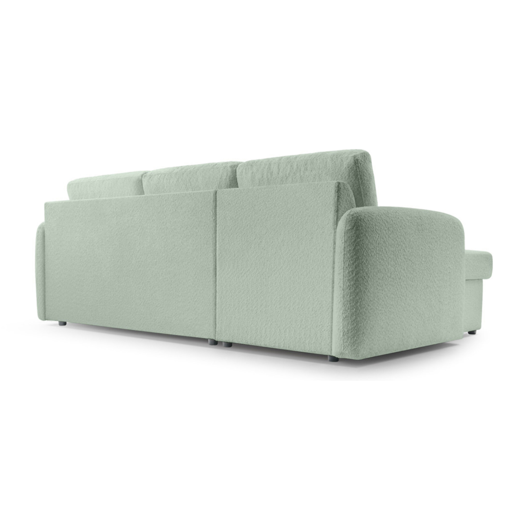 Pocatello - canapé d'angle réversible 4 places - convertible avec coffre - en tissu bouclette - Vert sauge