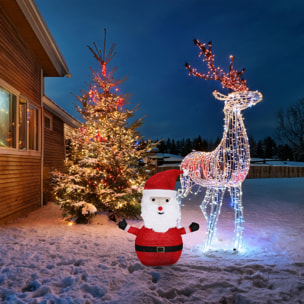 Papá noel 3d con leds blancas cálidas 63x40x68cm