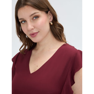 Fiorella Rubino - Top in mussola con volant sulle spalle - Bordeaux