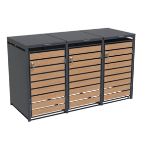 Abri cache poubelle triple - 3 x 240L - anthracite