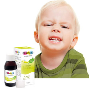 PEDIAKID - Phytovermil - Complément Alimentaire Naturel -Contribue au Maintien d'une Sphère Intestinale Saine - Bouchon Doseur Inclus - Arôme Fruits Rouges - Lot de 2 Flacons de 125 ml