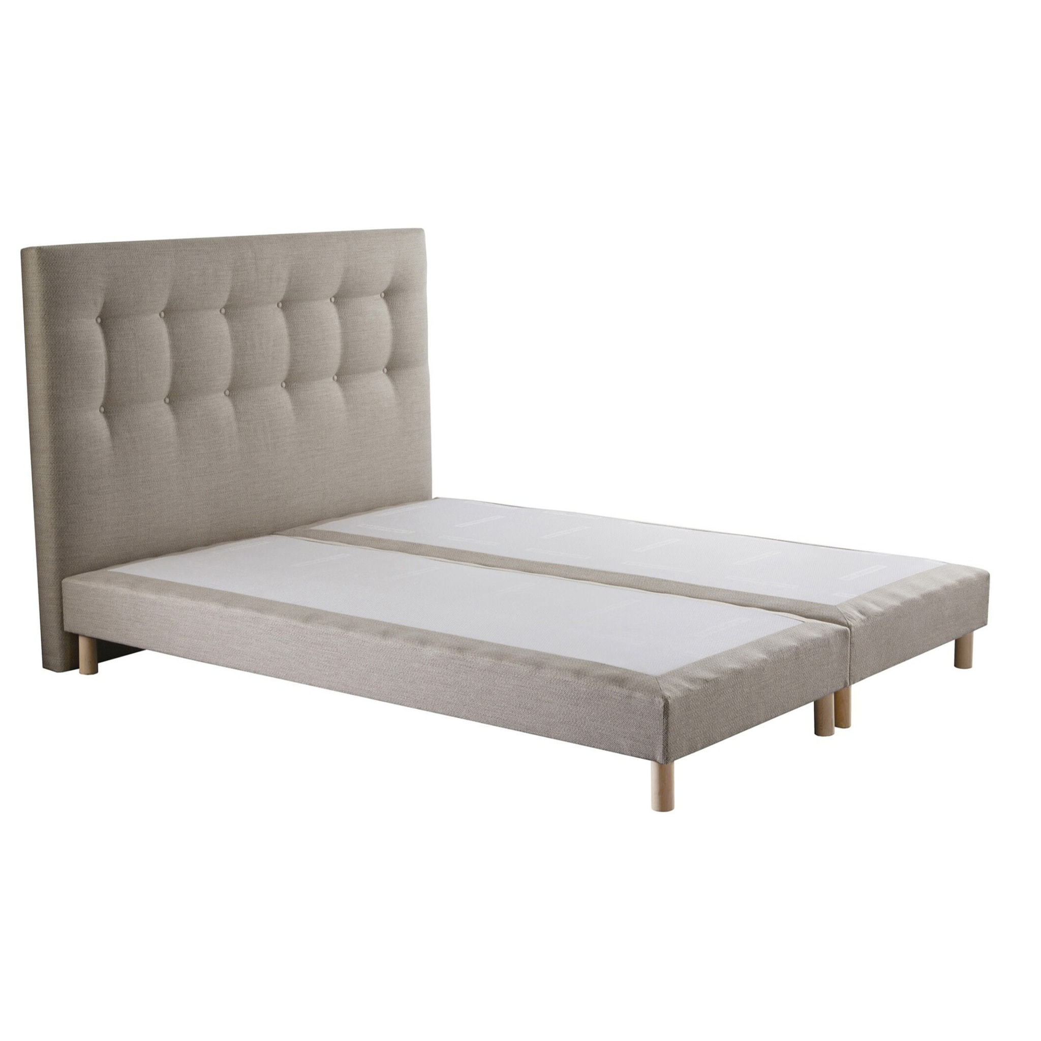 Ensemble sommier tapissier, SYMBIOSE, tête de lit capitonnée beige
