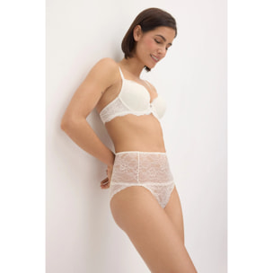 Slip a vita alta in pizzo color avorio