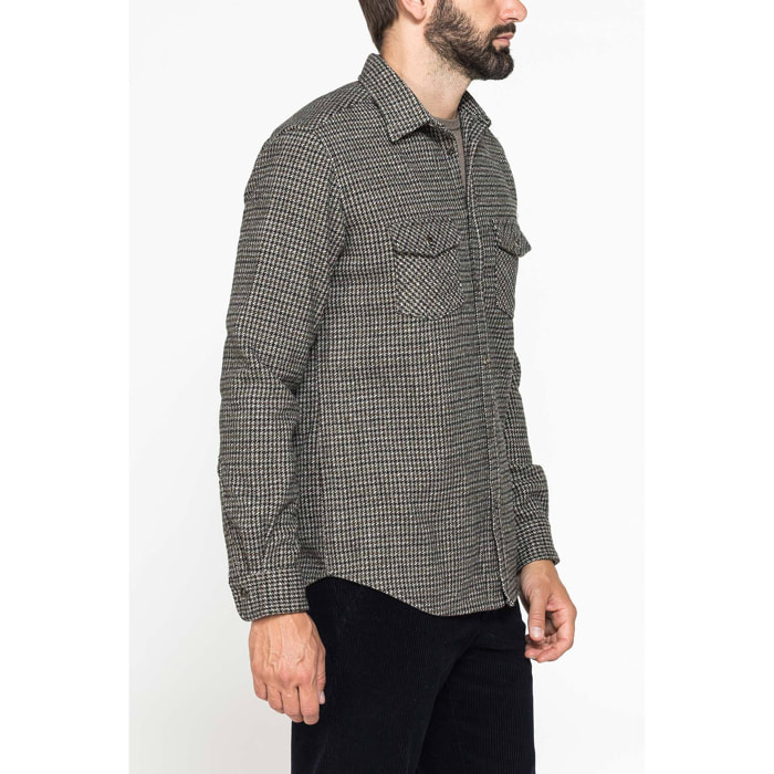 CAMICIA FANTASIA IN FLANELLA PESANTE CON DOPPIO TASCHINO