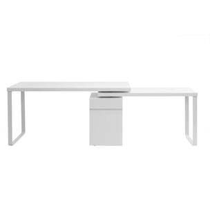 Bureau modulable avec rangements design blanc brillant L150-230 cm VOXY