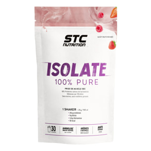 STC NUTRITION - Isolate 100% pure - Spéciale prise de muscle sec - Définition de la masse musculaire - Actif breveté - 30 rations - Avec cuillère doseuse - Marque Française - Fruits Rouges