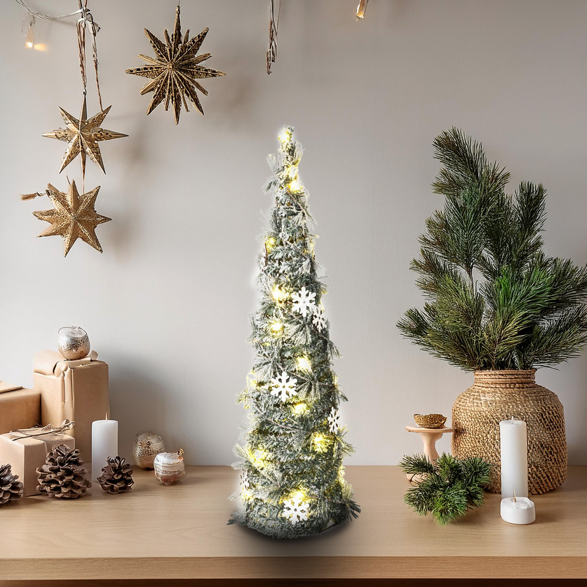 árbol navideño artificial con 30 luces micro led h. 60cm