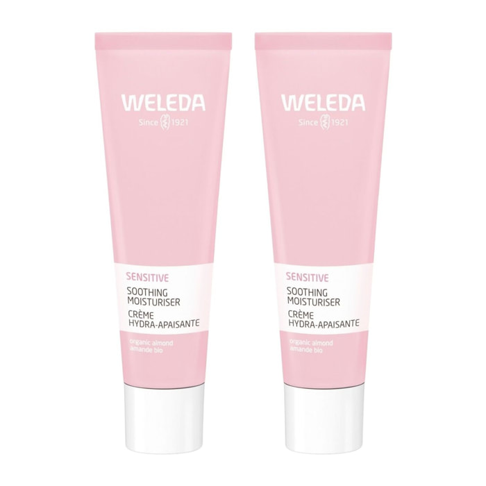 WELEDA - Duo Crème Hydra-apaisante Sensitive - Apaise et protège - Sans parfum - Certifié Natrue** - Tube 30 ml x 2