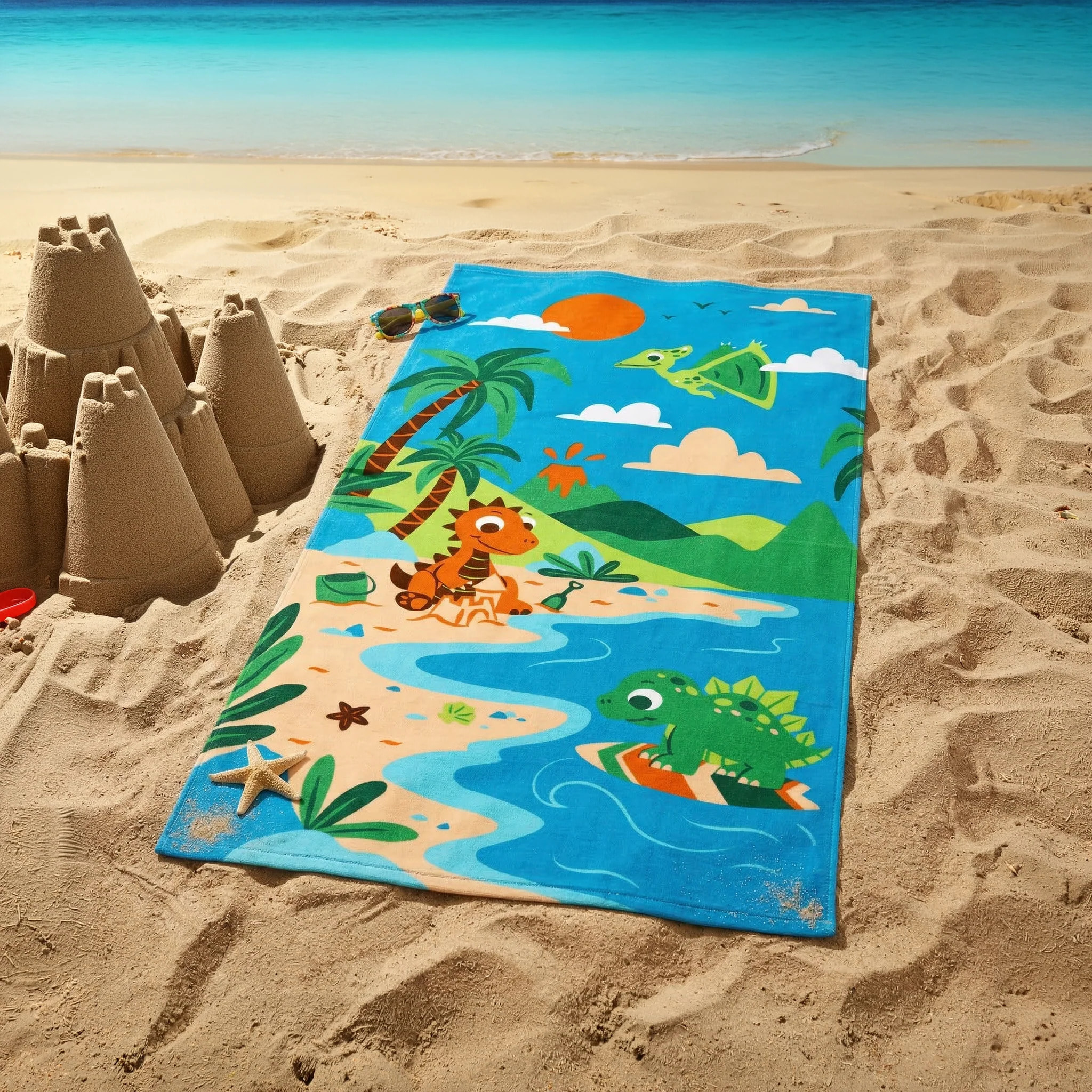 Serviette de plage microfibre enfant - Babydino - 70x140cm - 220g/m²