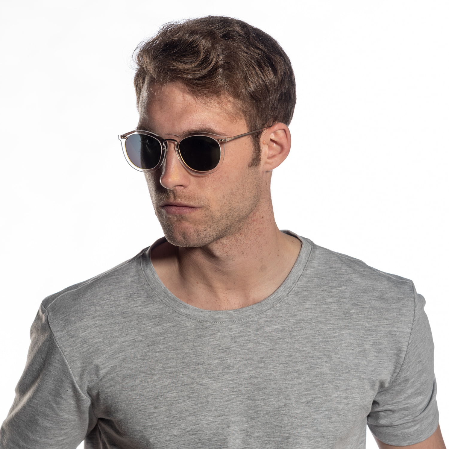 Gafas de sol OCEAN GENOVA - Azul transparente / Transparente rosa degradado y patillas de metal negro mate