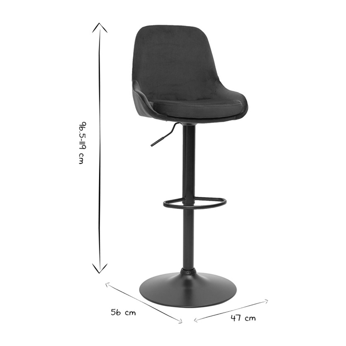 Tabourets de bar design réglables velours vert (lot de 2) HOLO