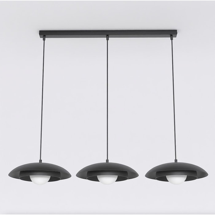 Lampada a sospensione SKIN in acciaio nero e vetro