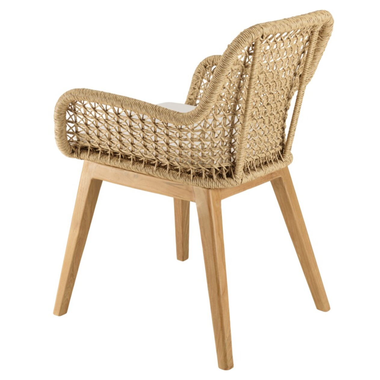 VALERIA - Lot de 2 fauteuils jardin teck rotin synthétique et coussin blanc