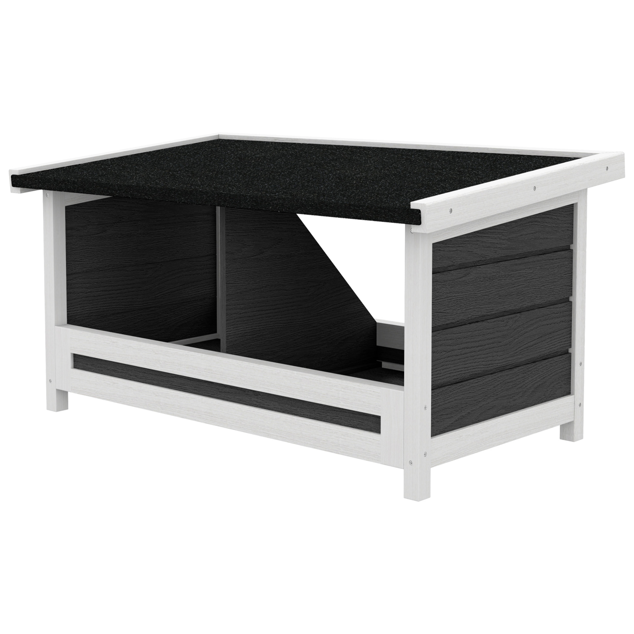 Pondoir pour poules 2 emplacements nichoir en bois avec fond et toit gris blanc noir