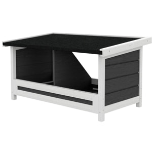 Pondoir pour poules 2 emplacements nichoir en bois avec fond et toit gris blanc noir